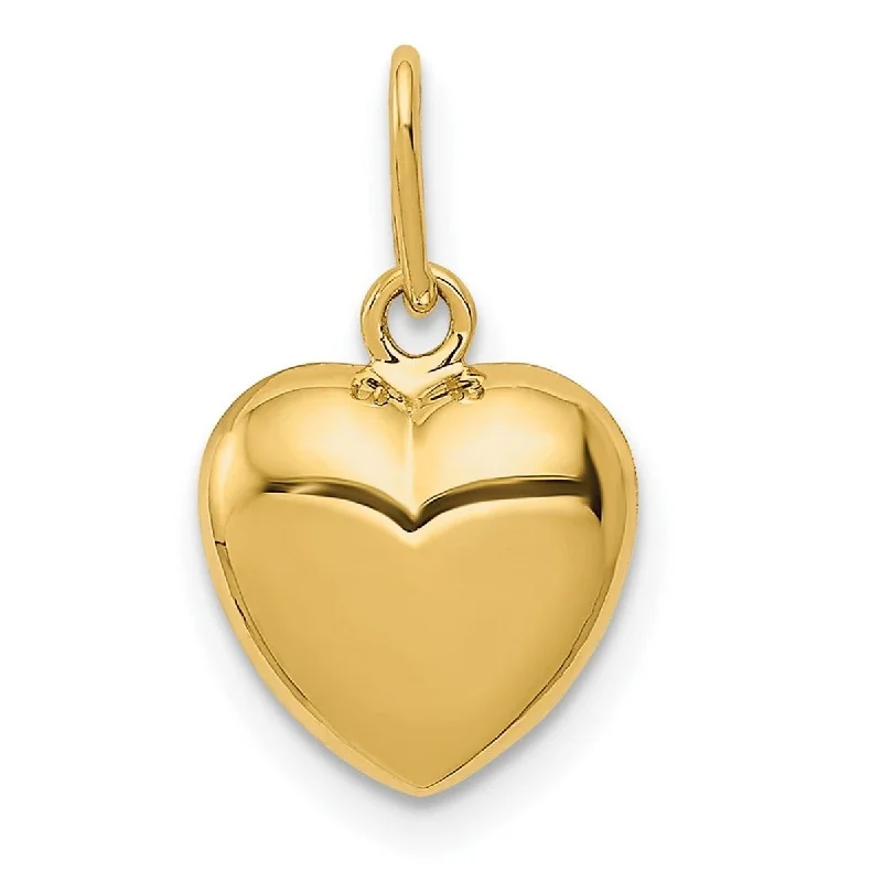 Retro photo necklaces-Short Necklaces-Curata 14k Yellow Gold 18" 10mm Polished Puffed Heart Pendant Necklace Necklace