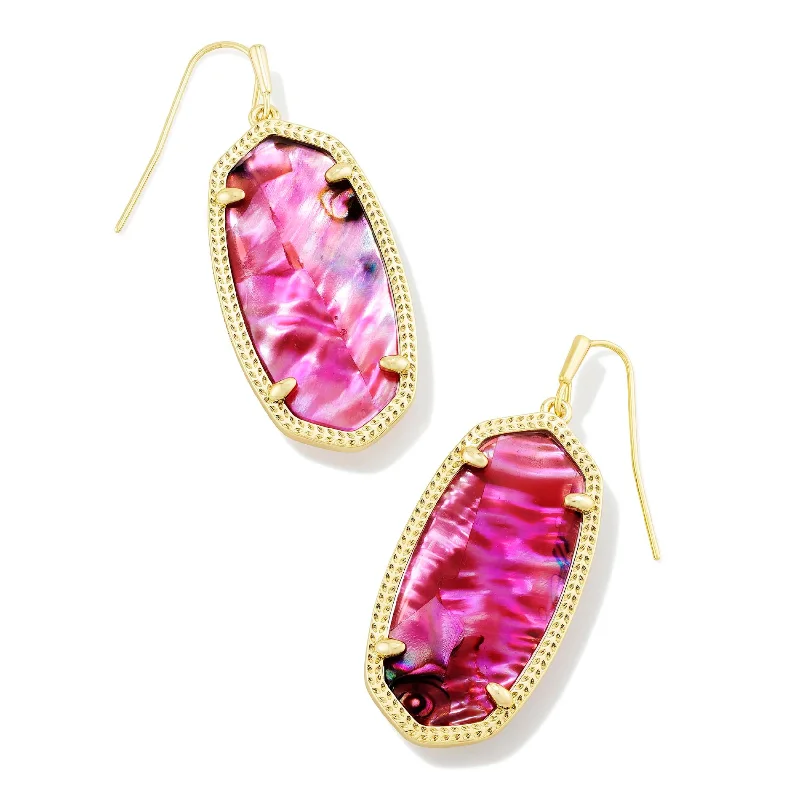 Celestial Earrings-Kendra Scott | Elle Gold Drop Earrings in Light Burgundy Illusion