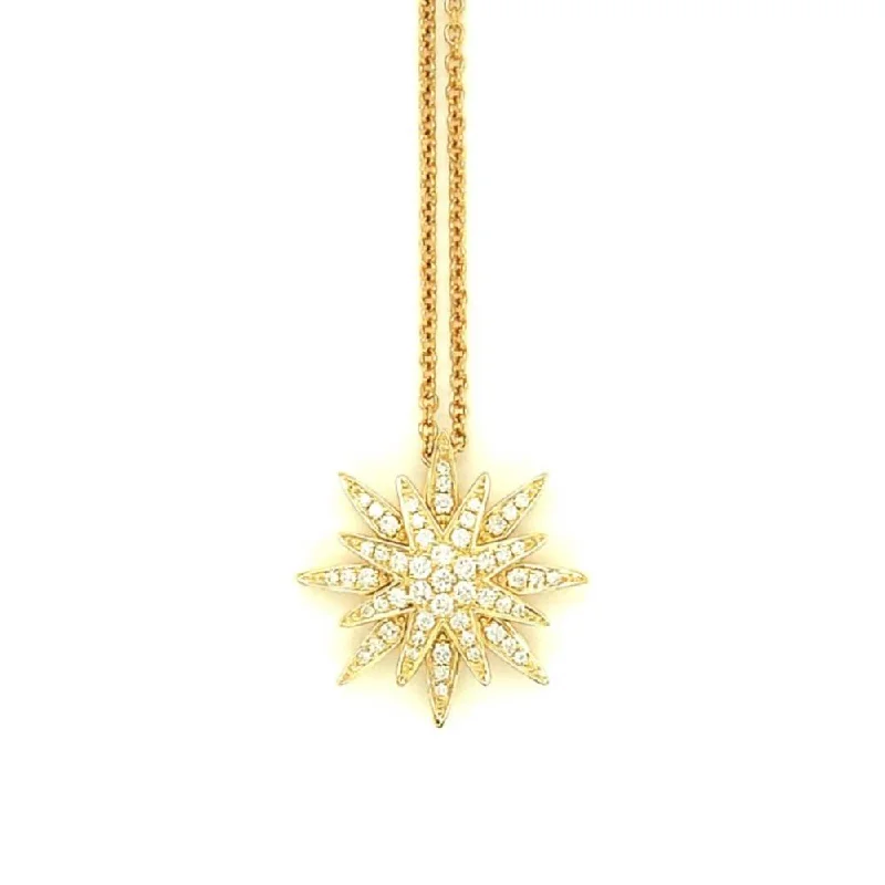 Thick weave necklaces-Lock Necklaces-Lisa Nik 18k Yellow Gold 16/18" North Star Diamond Pendant Necklace