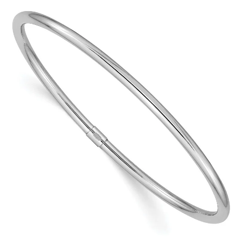 Worn lock bangles-Lock Rings-Curata 14k White Gold 3mm Polished Round Sslip on Stackable Bangle Bracelet