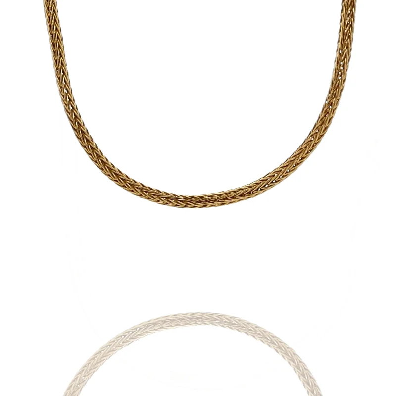 Clear bead necklaces-Sun Necklaces-Estate 18k Yellow Gold Rounded Wheat Chain Necklace