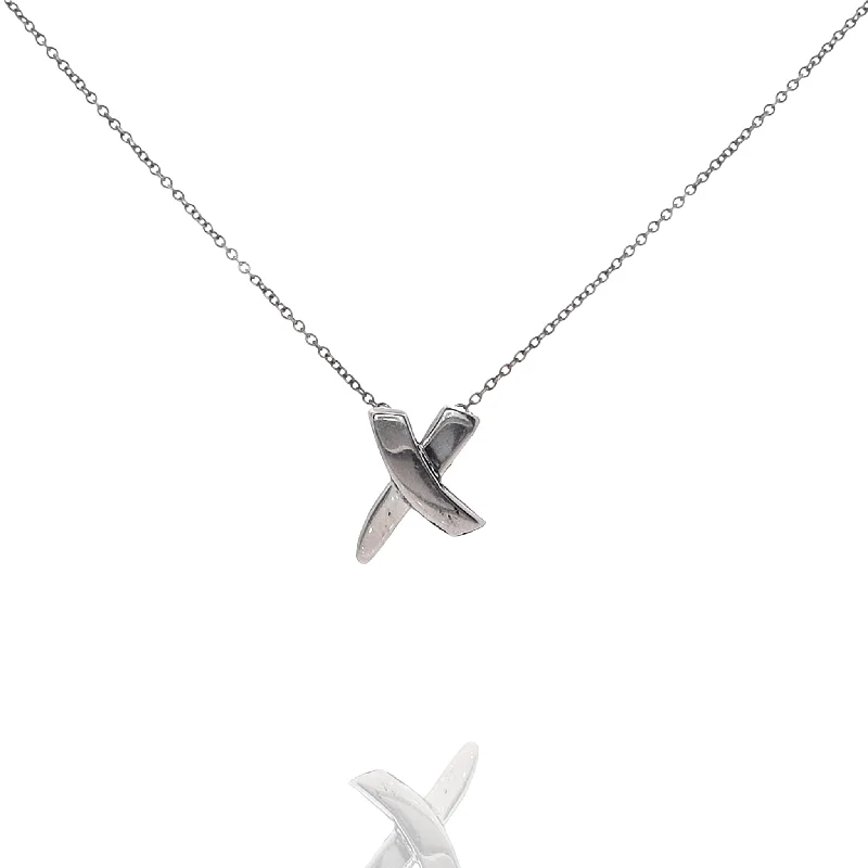 Swirl pattern necklaces-Y Necklaces-Estate Tiffany & Co Graffiti Collection Sterling Silver "X" Pendant Necklace