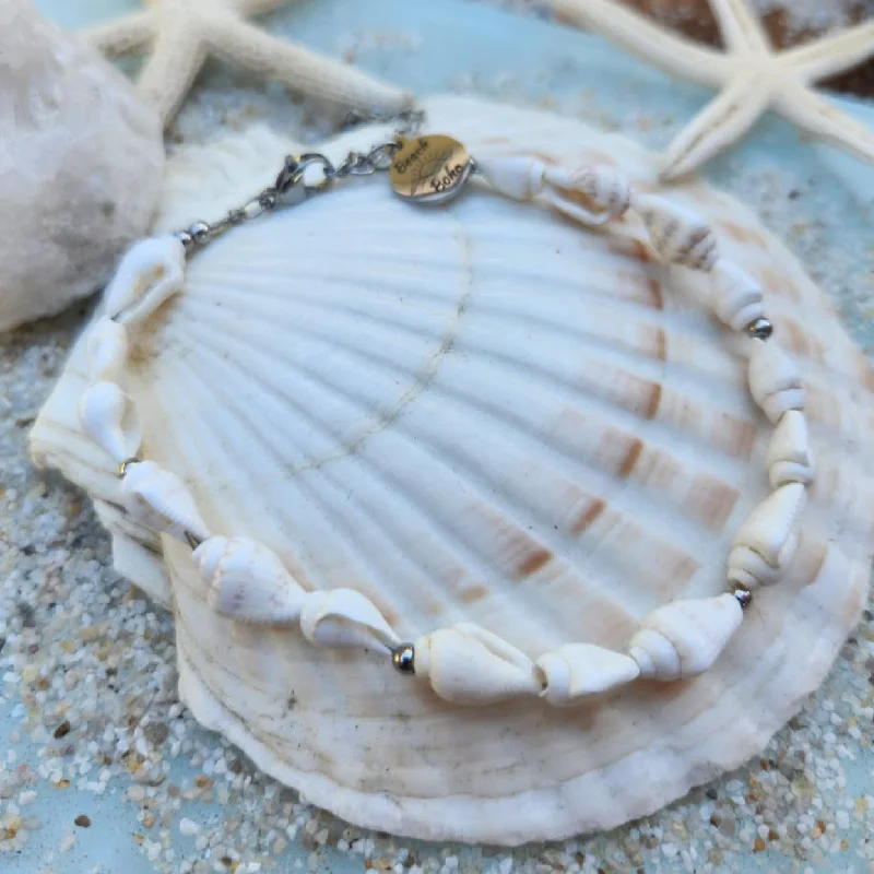 Layered metal necklaces-Space Necklaces-NATURAL WHITE SHELL SET UNISEX - NECKLACE & BRACELET SET OF TWO