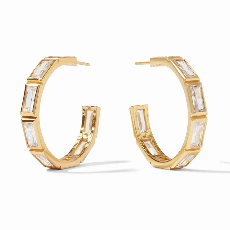 Handcrafted Earrings-Julie Vos | Antonia Large Hoop Earrings with CZ Crystals in Gold