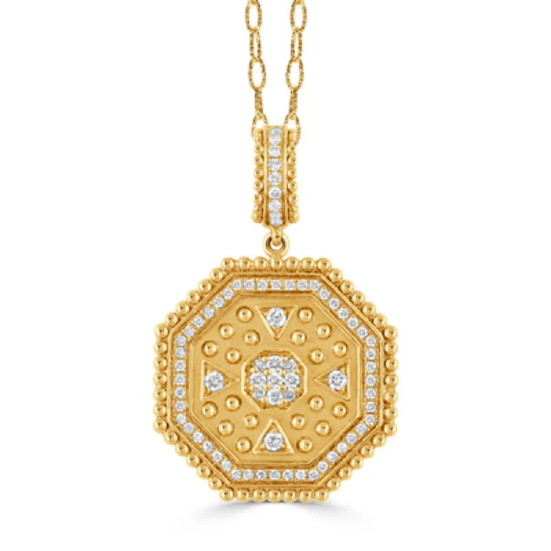 Topaz drop necklaces-Statement Necklaces-18k Byzantine Diamond Pendant Necklace