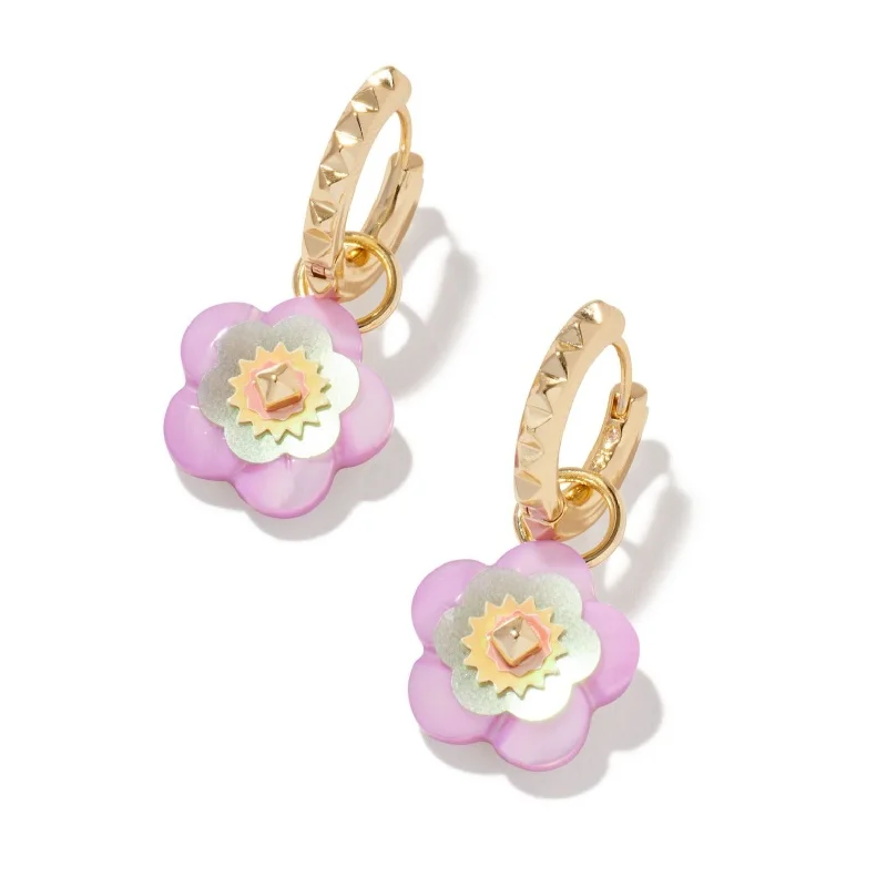 Princess Earrings-Kendra Scott | Deliah Gold Huggie Earrings in Pastel Mix