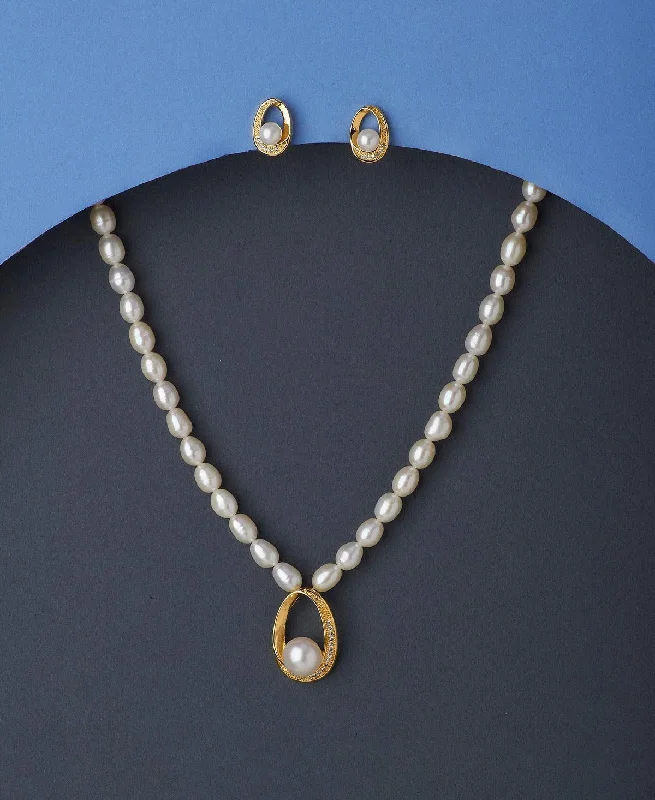 Strong clasp necklaces-Ethnic Necklaces-Elegant Real Pearl Necklace Set