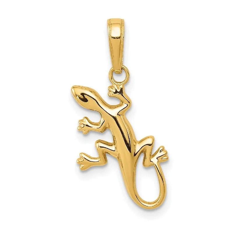 Elegant design necklaces-Fantasy Necklaces-Curata 14k Yellow Gold 18" Polished Gecko Pendant Necklace