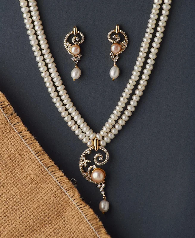 Onyx healing necklaces-Tassel Necklaces-Delightful Real Pearl Necklace Set