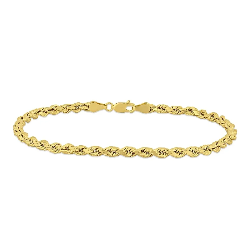 Square gem bangles-Hip Hop Bangles-Miadora 10k Yellow Gold Men's 9 Inch Rope Chain Bracelet (4 mm)