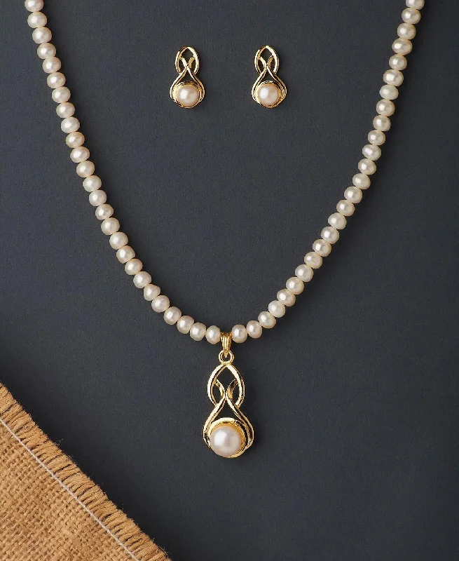 Shiny pearl necklaces-Layered Necklaces-Classy Real Pearl Necklace Set