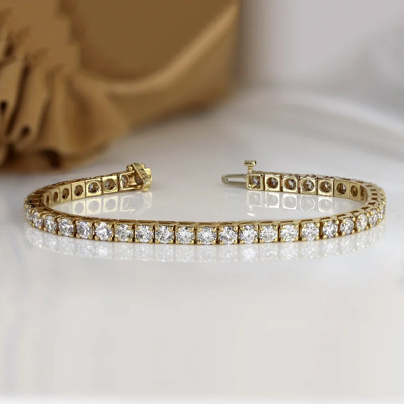 Woven thread bangles-Geometric Bangles-Auriya 10 carat TW Round Diamond Tennis Bracelet 14k Gold 9-inch