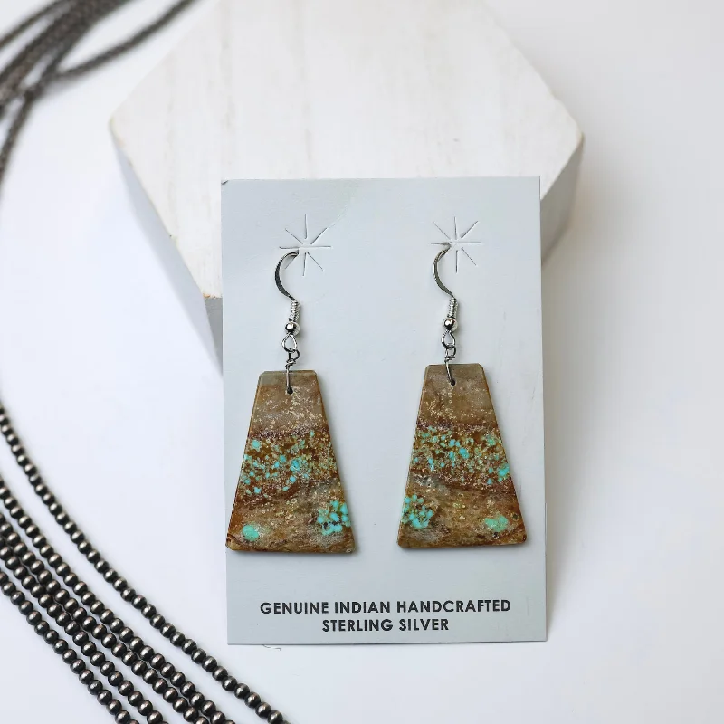 Diamond Earrings-Corraine Smith | Navajo Handmade Number 8 Rectangle Slab Earrings #2