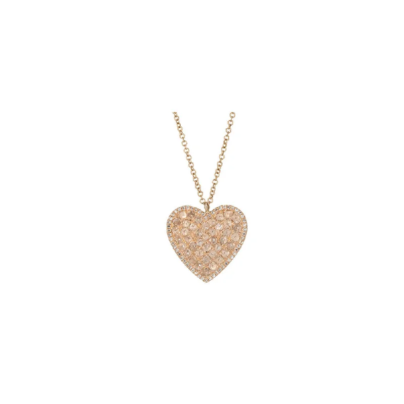 Morganite necklaces-Fish Necklaces-14KT Rose Gold Diamond Slice Heart Necklace