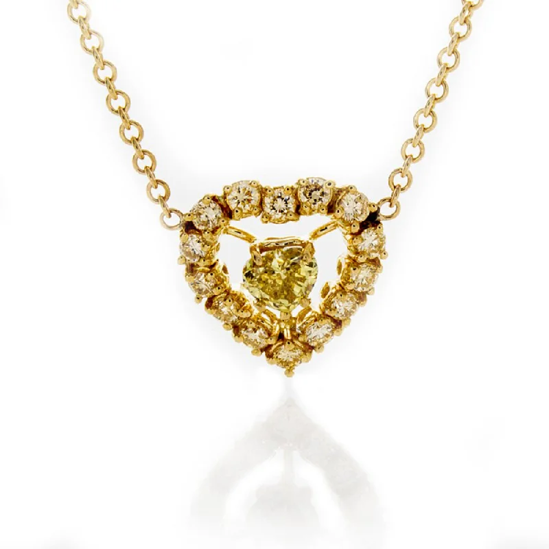 Knot-style necklaces-Exotic Necklaces-14/18k Fancy Yellow Diamond Pendant Necklace