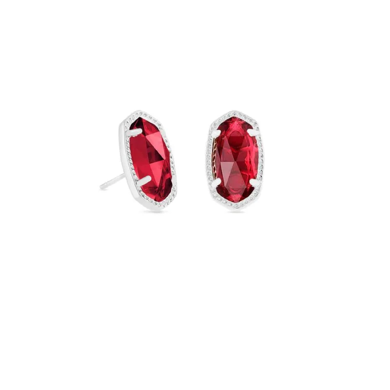 Fantasy Earrings-Kendra Scott | Ellie Silver Stud Earrings in Clear Berry