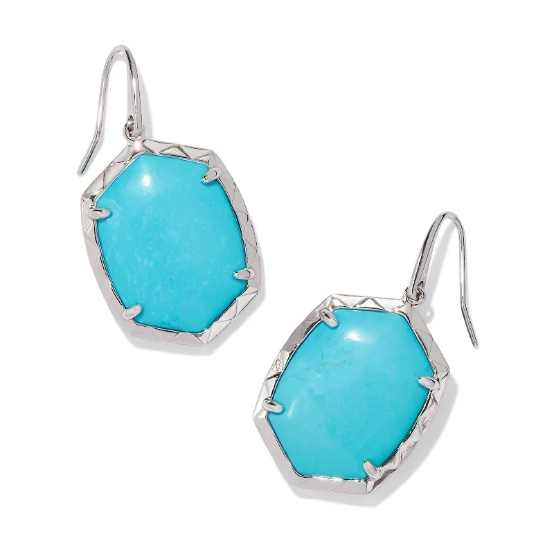 Fairy Earrings-Kendra Scott | Daphne Silver Drop Earrings in Variegated Turquoise Magnesite