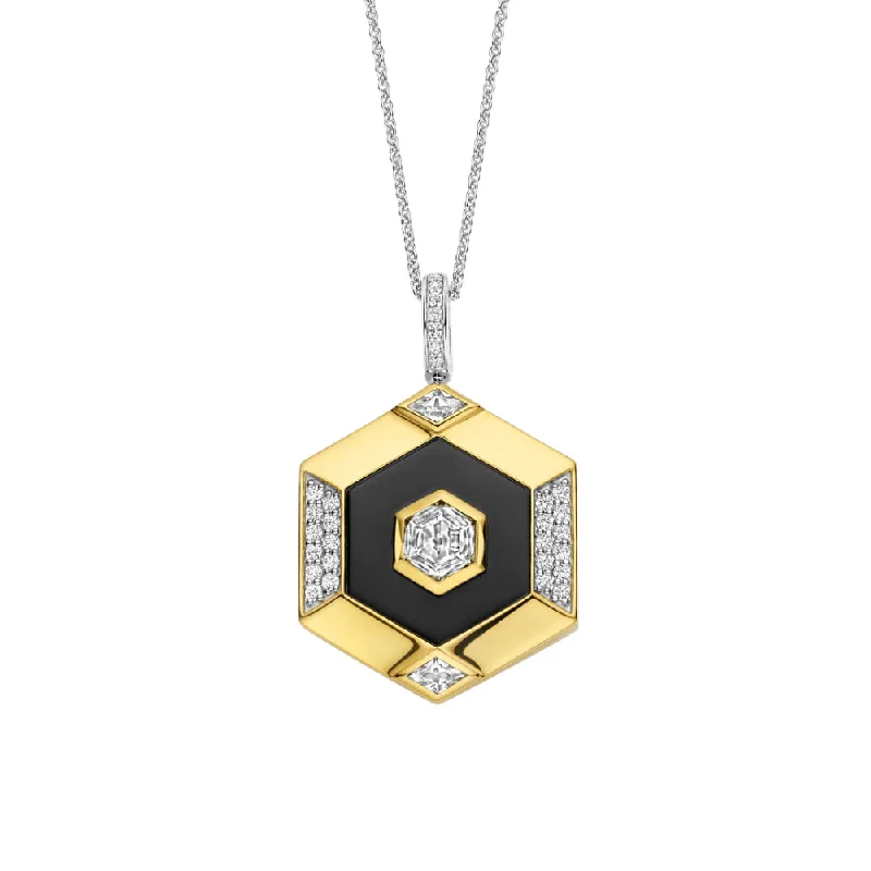 Moon sign necklaces-Formal Necklaces-Ti Sento Geometric Vintage Style Pendant Necklace