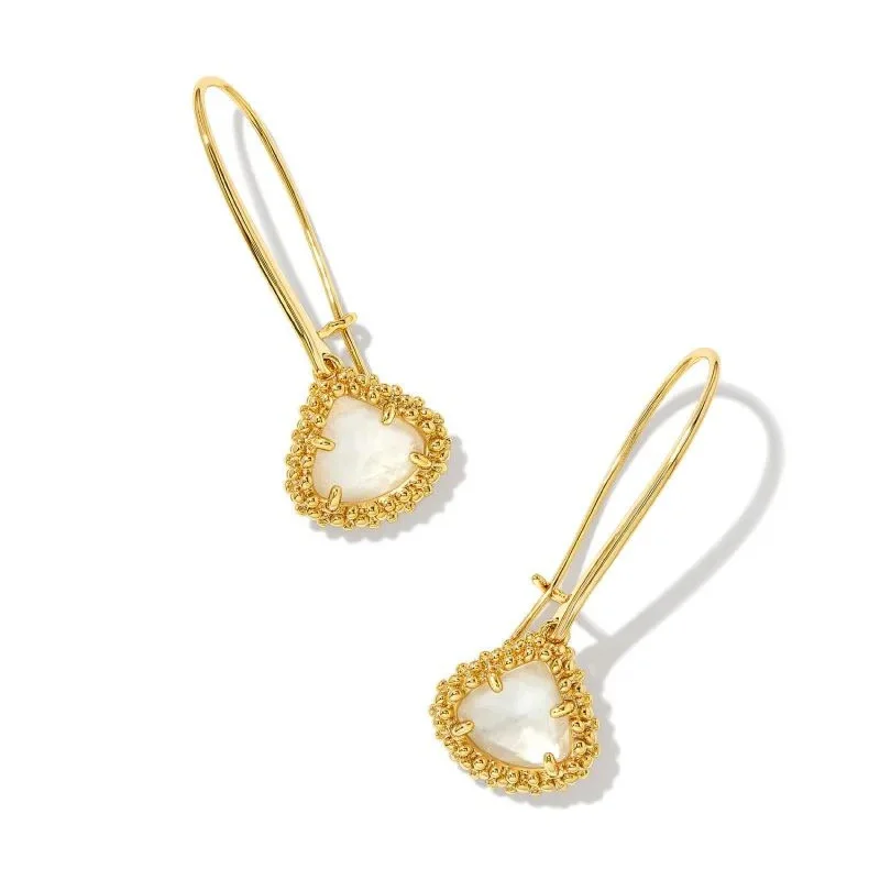 King Earrings-Kendra Scott | Framed Kendall Gold Wire Drop Earrings in Ivory Mother-of-Pearl