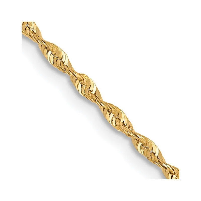 Curved cuff bangles-Fixed Size Bangles-Curata 10k Yellow Gold Solid Polished Lobster Claw Closure Valu plus 1.3mm Sparkle Cut Lightweight Chain Bracelet