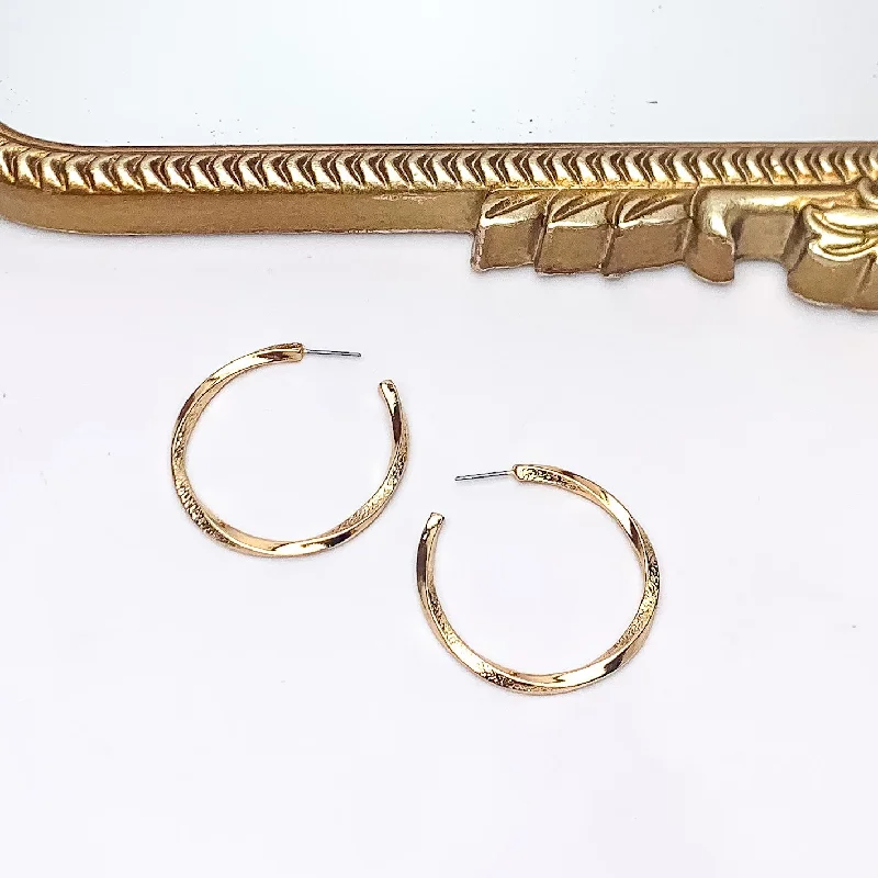 Minimalist Earrings-City Day Large Gold Tone Hoop Earrings