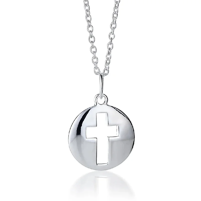 Strong clasp necklaces-Ethnic Necklaces-Sterling Silver Cross Token Pendant Necklace