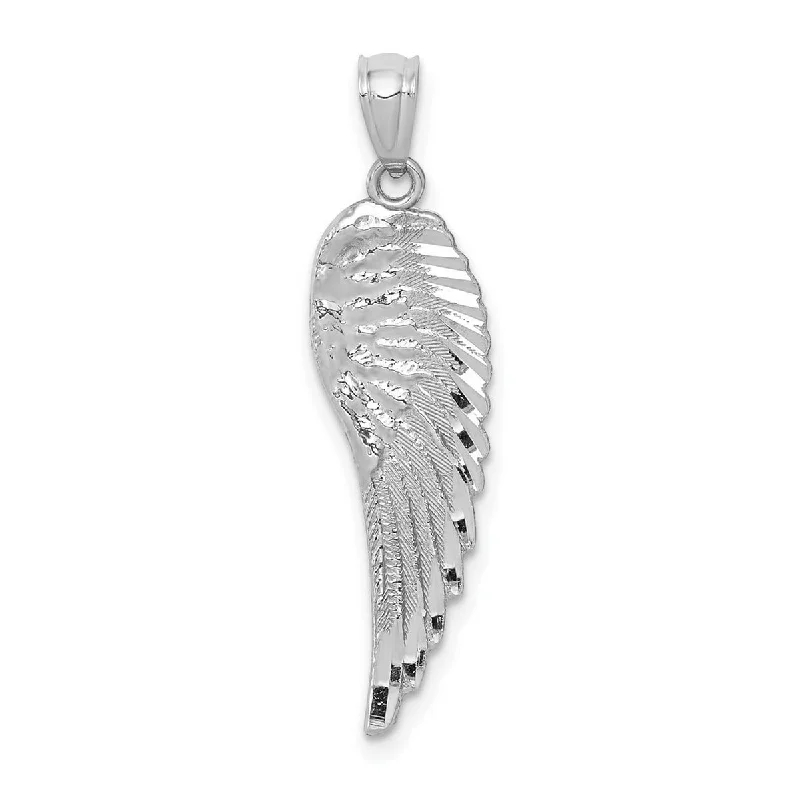 Linked chain necklaces-King Necklaces-Curata 14k White Gold 18" 32mm Textured Angel Wing Necklace