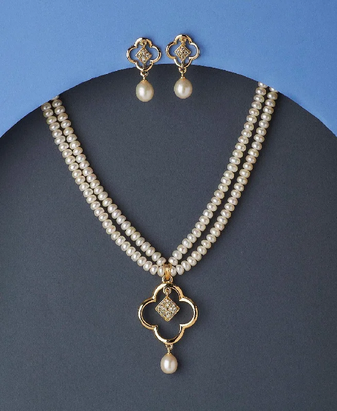 Bow knot necklaces-Historical Necklaces-Elegant Real Pearl Necklace Set