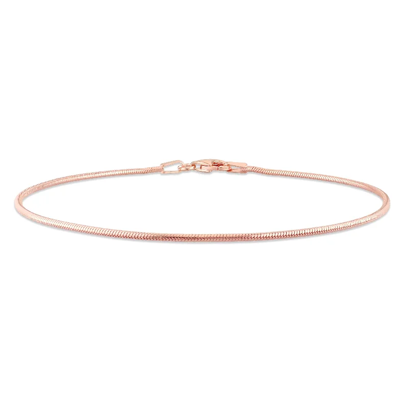 Fine stack bangles-Fantasy Rings-Miadora 18kt Rose Gold Plated Sterling Silver Snake Chain Men's Bracelet