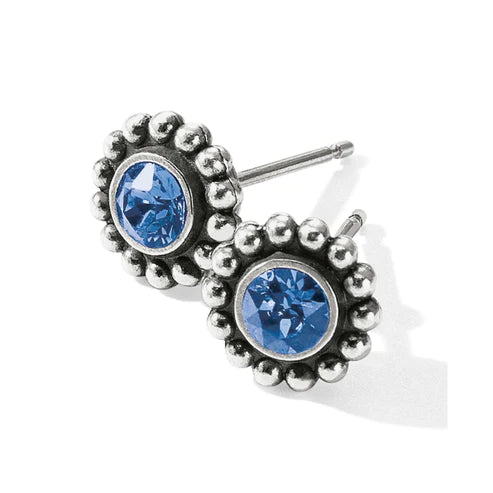 Personalized Earrings-Brighton | Silver Tone Twinkle Mini Post Earrings in Sapphire