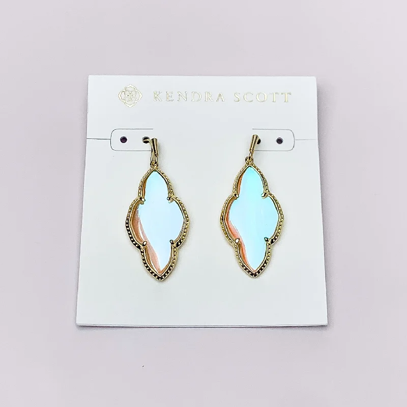 Flower Earrings-Kendra Scott | Abbie Gold Drop Earrings in Dichroic Glass