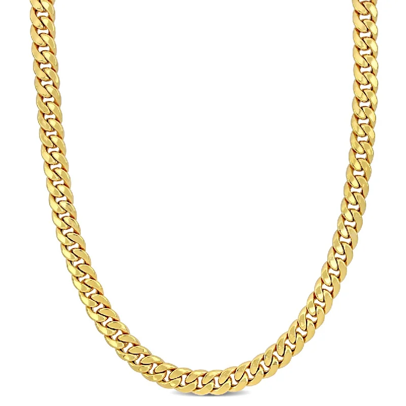 Clean cross necklaces-Locket Necklaces-Miadora 6.6mm Curb Chain Necklace in 10k Yellow Gold-24 in