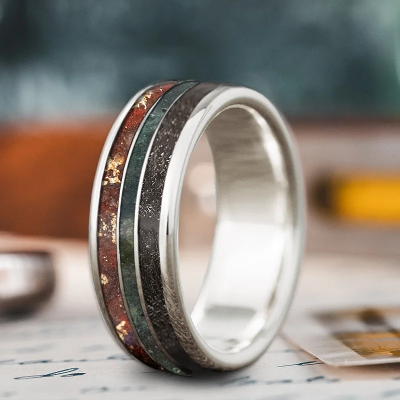 Cool wood rings-Custom Design - 3-Inlay Narrow Center Ring NsWL2UJwNK66oA15yhizdawa