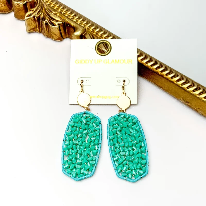 Heart Earrings-Turquoise Large Drop Earrings with Gold Tone Accessory