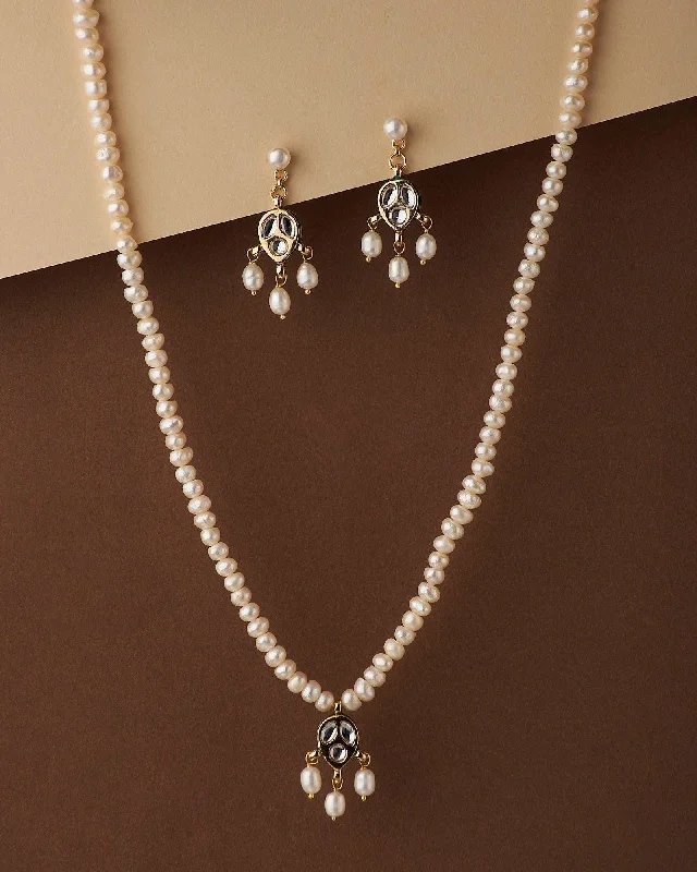 Fold knot necklaces-Wedding Necklaces-Elegant Real Pearl Necklace Set