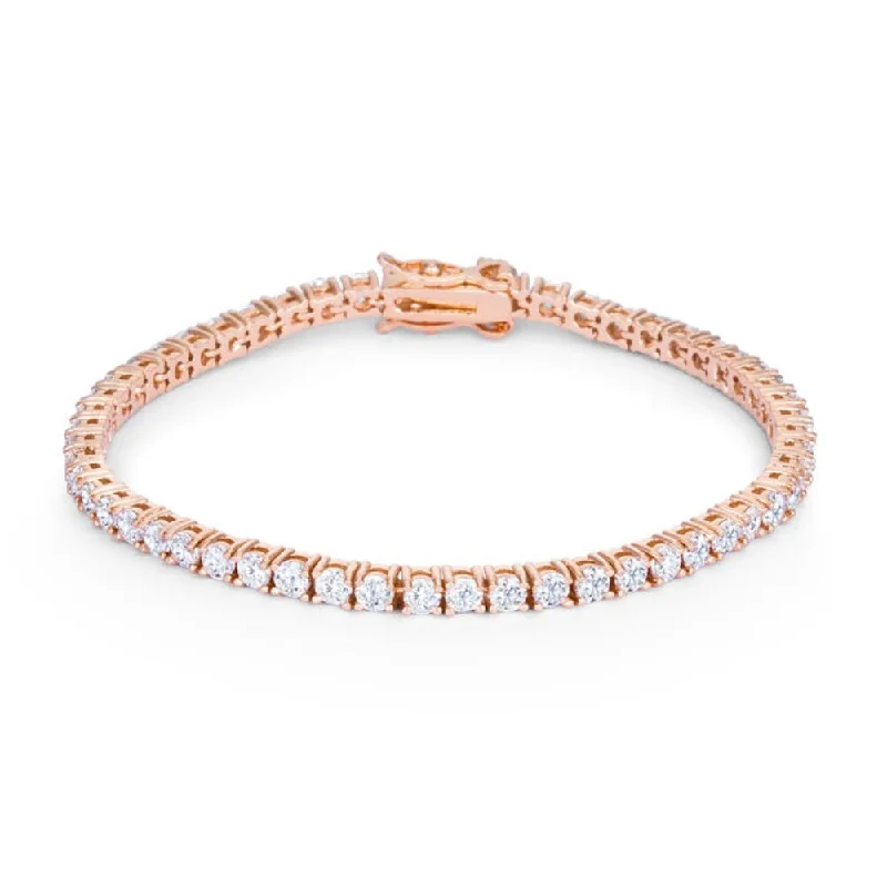 Thick cuff bangles-Planet Rings-5.75Ct Rose Goldtone Cubic Zirconia Tennis Bracelet - Clear-Rose-Gold - 7 Inch