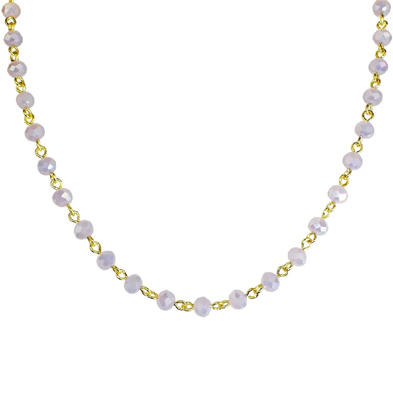 Thin-line necklaces-Nature Necklaces-Mystic Crystal 30" Necklace (Goldtone/Opal Pink)