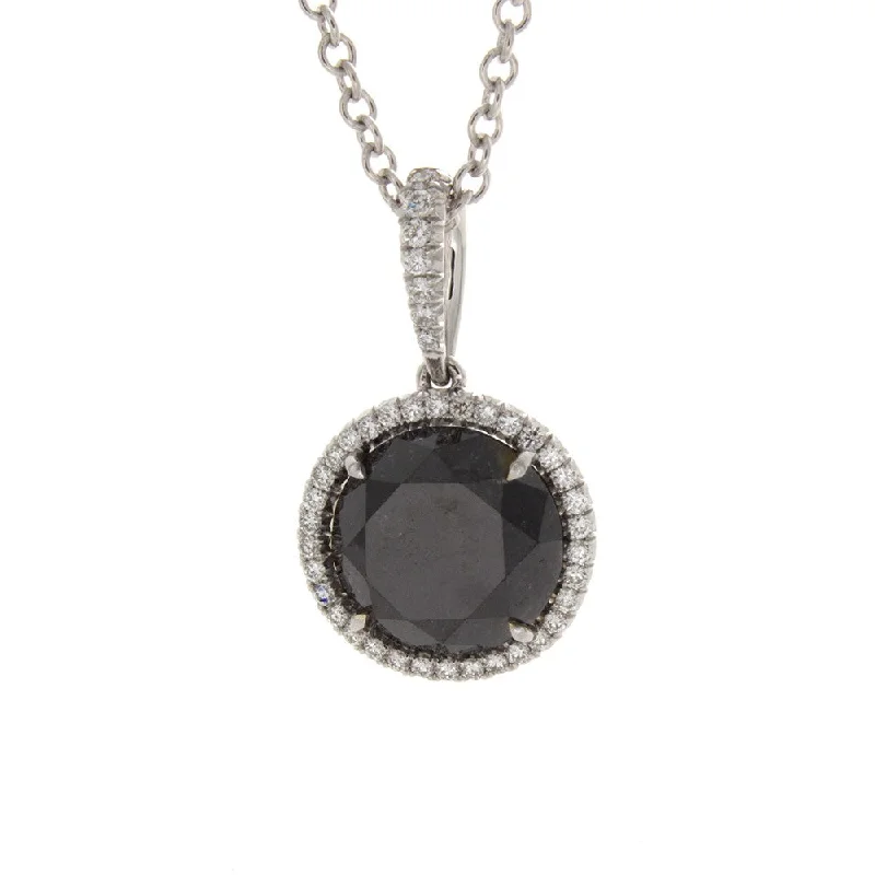 Tilted design necklaces-Customizable Necklaces-18k Black Diamond Pendant Necklace