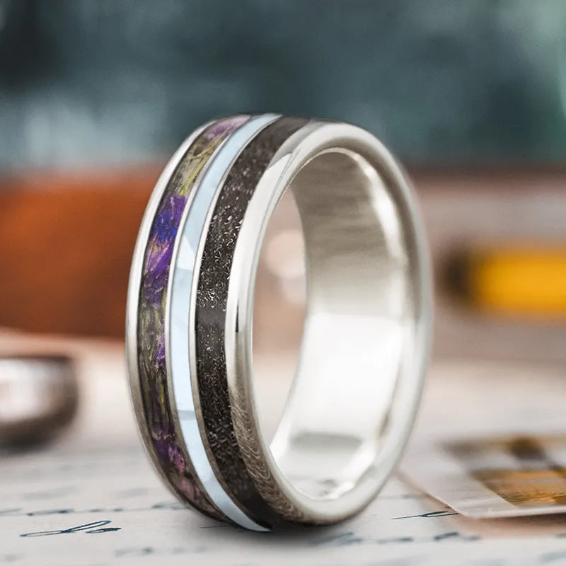 Linen cord rings-Custom Design - 3-Inlay Narrow Center Ring tTv9akKBzq5ktvw9-yBA8zKT