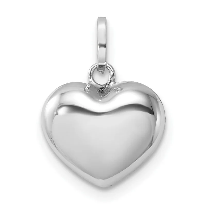 Birch wood necklaces-Angel Necklaces-Curata 14k White Gold 18" Polished Puffed Heart Necklace - 12.2x15.3mm