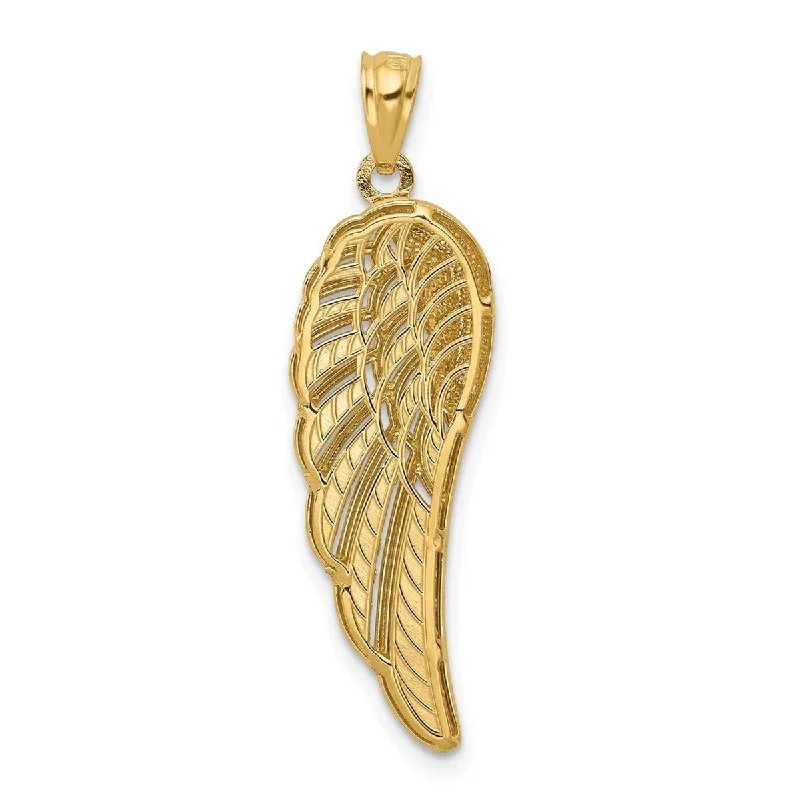 Flat shape necklaces-Bird Necklaces-Curata 14k Two-tone Gold 18" 29x9.58mm Textured Angel Wing Necklace