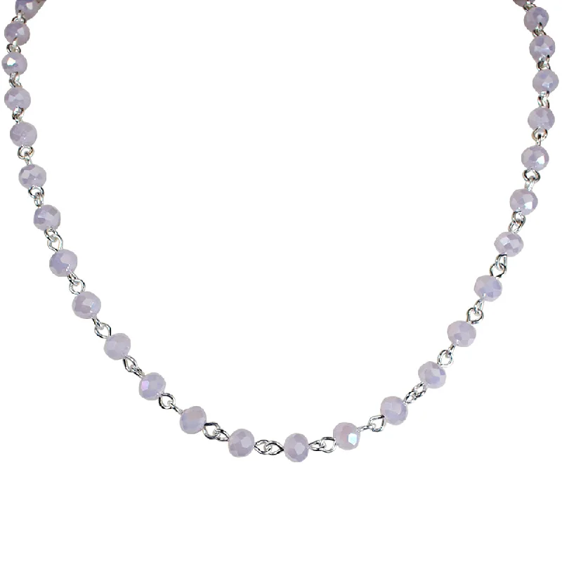 Flat shape necklaces-Bird Necklaces-Mystic Crystal 30" Necklace (Sterling Silvertone/Opal Pink)