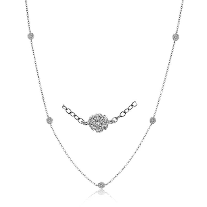 Triple birthstone necklaces-Beaded Necklaces-Simon G. 18k Harmonie Station Necklace with Diamonds