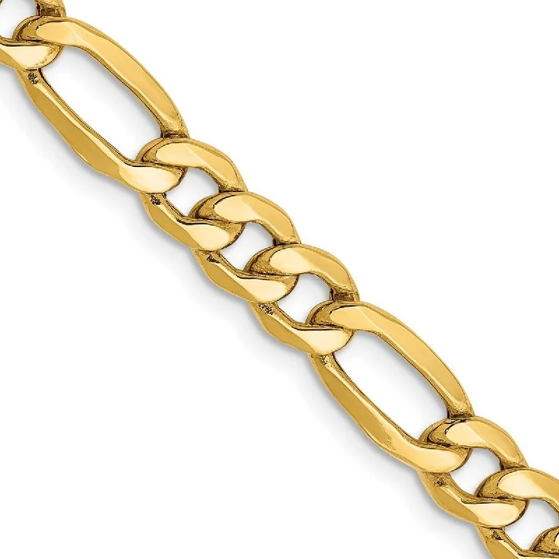 Lanka tile bangles-Unicorn Bangles-Curata 10k Yellow Gold Polished 6.6mm Semi Solid Figaro Chain Bracelet