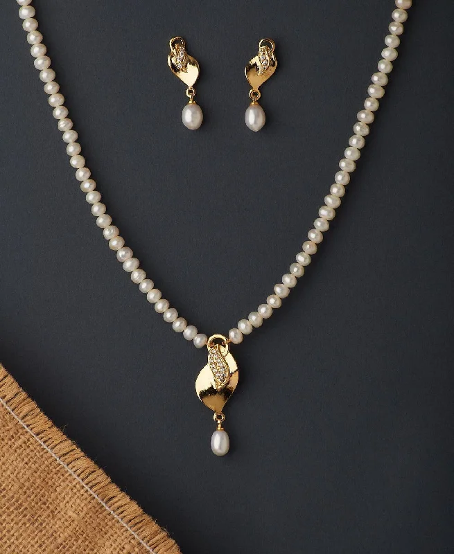 Knot-style necklaces-Exotic Necklaces-Elegant Real Pearl Necklace Set