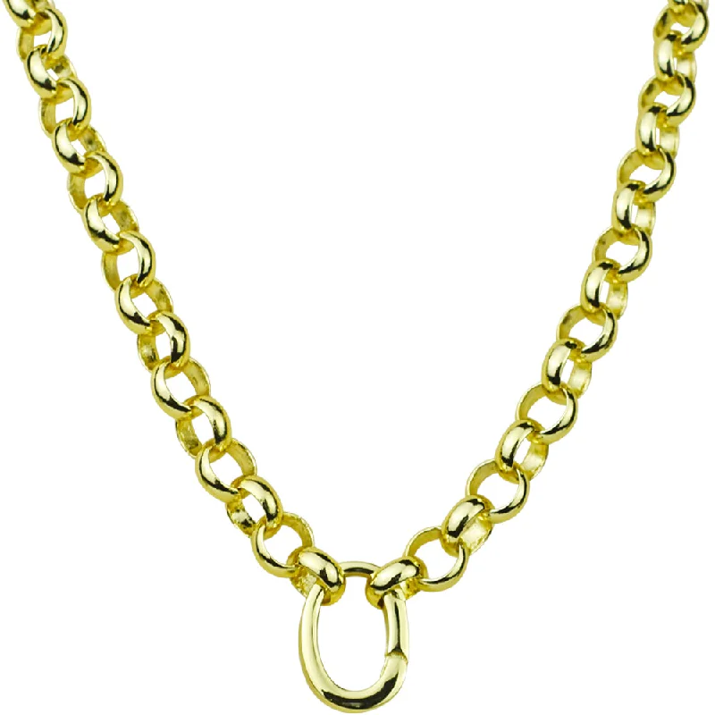 Clear bead necklaces-Sun Necklaces-Large Open Ring Charm Holder 32" Necklace (Goldtone)