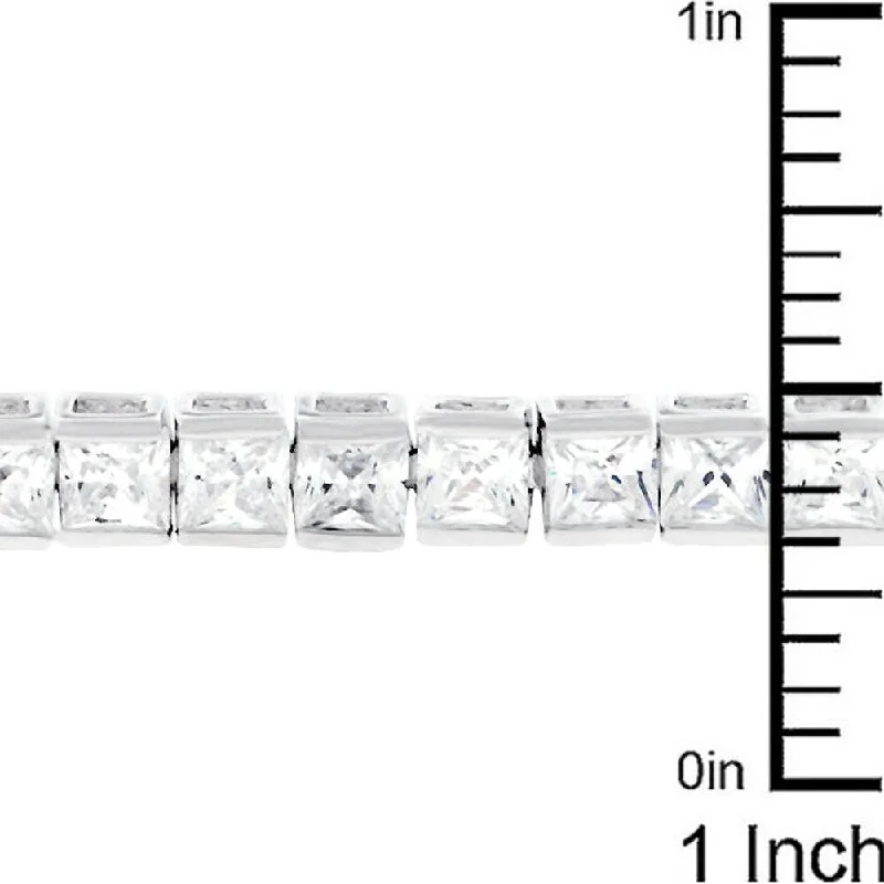 Pure diamond bangles-Fixed Size Rings-Clear Cubic Zirconia Tennis Bracelet Trendy Women's Jewelry Piece - 7.25 Inch