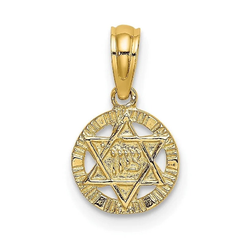 Flexible cord necklaces-Cross Necklaces-Curata 10k Yellow Gold 18" 13.5mm Religious Judaica Star of David In Circle Necklace