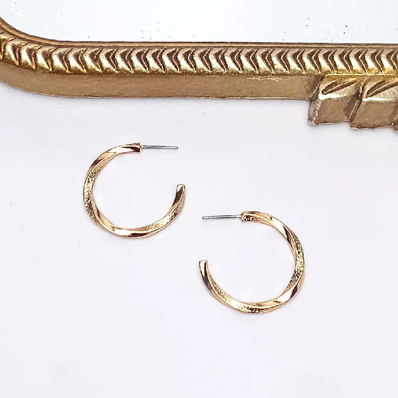 Feather Earrings-City Day Small Gold Tone Hoop Earrings