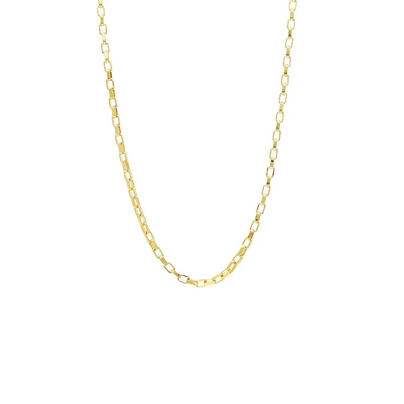 Rolled knot necklaces-Leather Necklaces-17" gold plated large box chain necklace